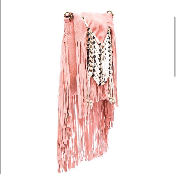 Spell & Gypsy wild belle purse fringed beads boho rare pink mini purse - Picture 2 of 3